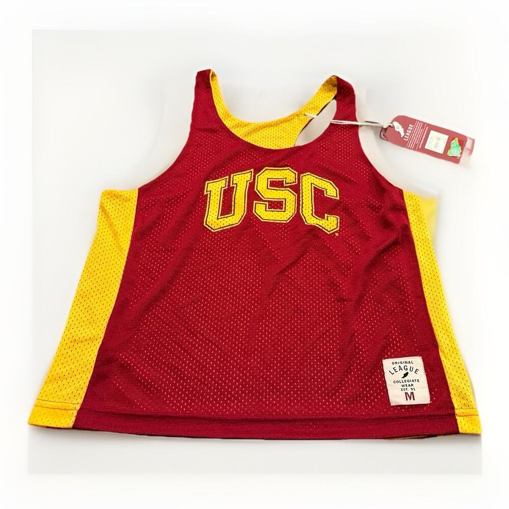 League 91 Womens Red Yellow USC Trojans Tank Sleeveless Jersey Size M NWT New